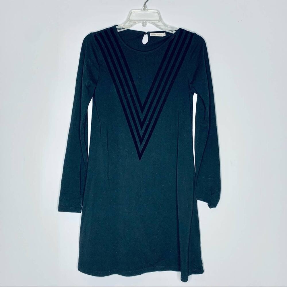Carbon Soldier girls black jersey dress with velvet detail size 14